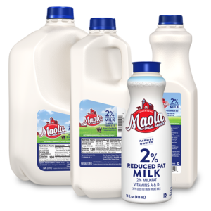 Maola 2% Reduced Fat Milk is available in multiple sizes.