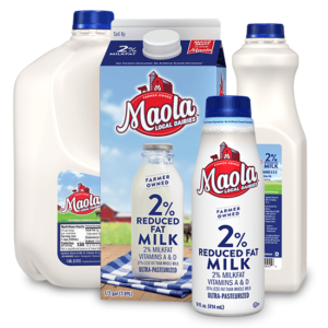 Maola 2% Reduced Fat Milk is available in multiple sizes.