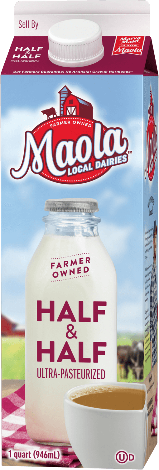 Maola Ultra-Pasteurized Half & Half is available in quart cartons.