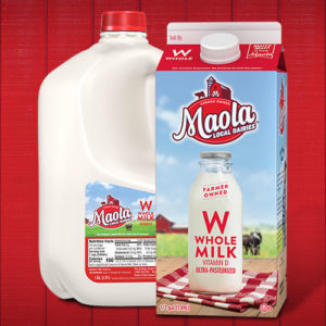 Maola Whole Milk and Ultra-Pasteurized Whole Milk.