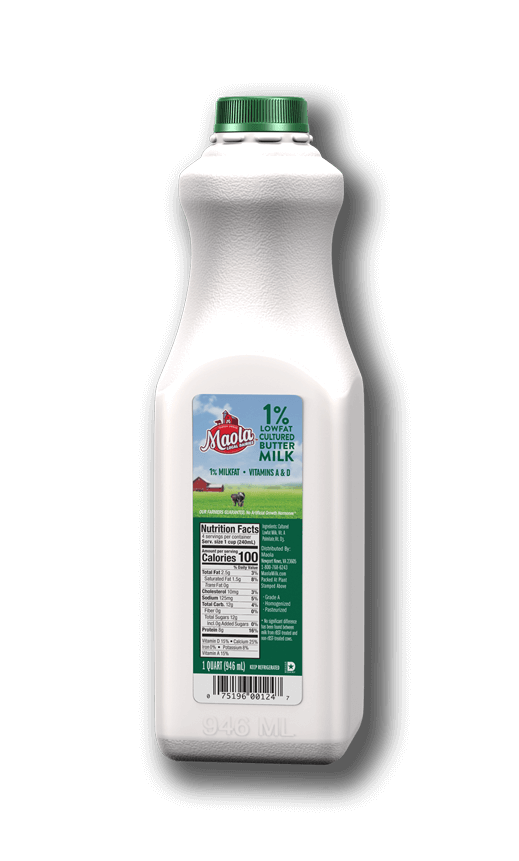 Maola 1 Percent Lowfat Cultured Buttermilk is available in quart bottles.