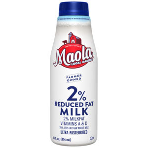 Maola Ultra-Pasteurized 2% Reduced Fat Milk is available in 14 fl. oz. bottles.