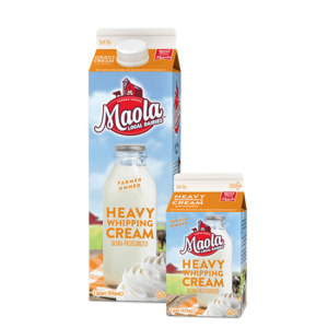 Maola Heavy Whipping Cream is available in quart and pint sizes.