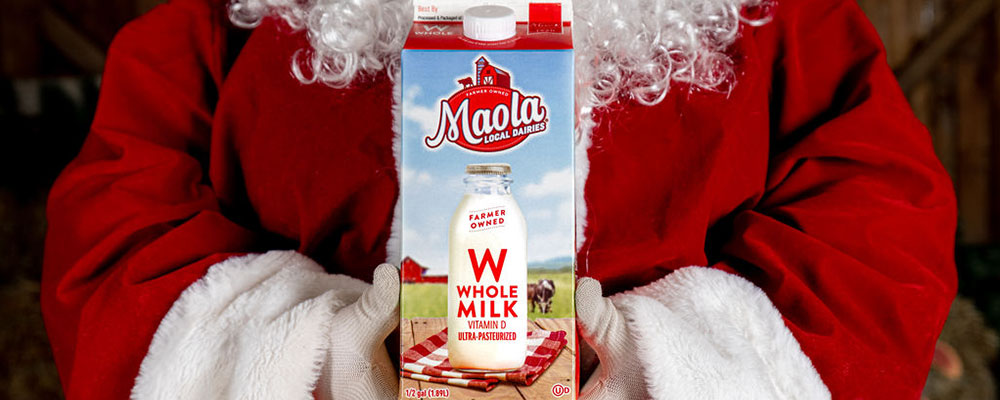 Santa holding Maola Whole Milk